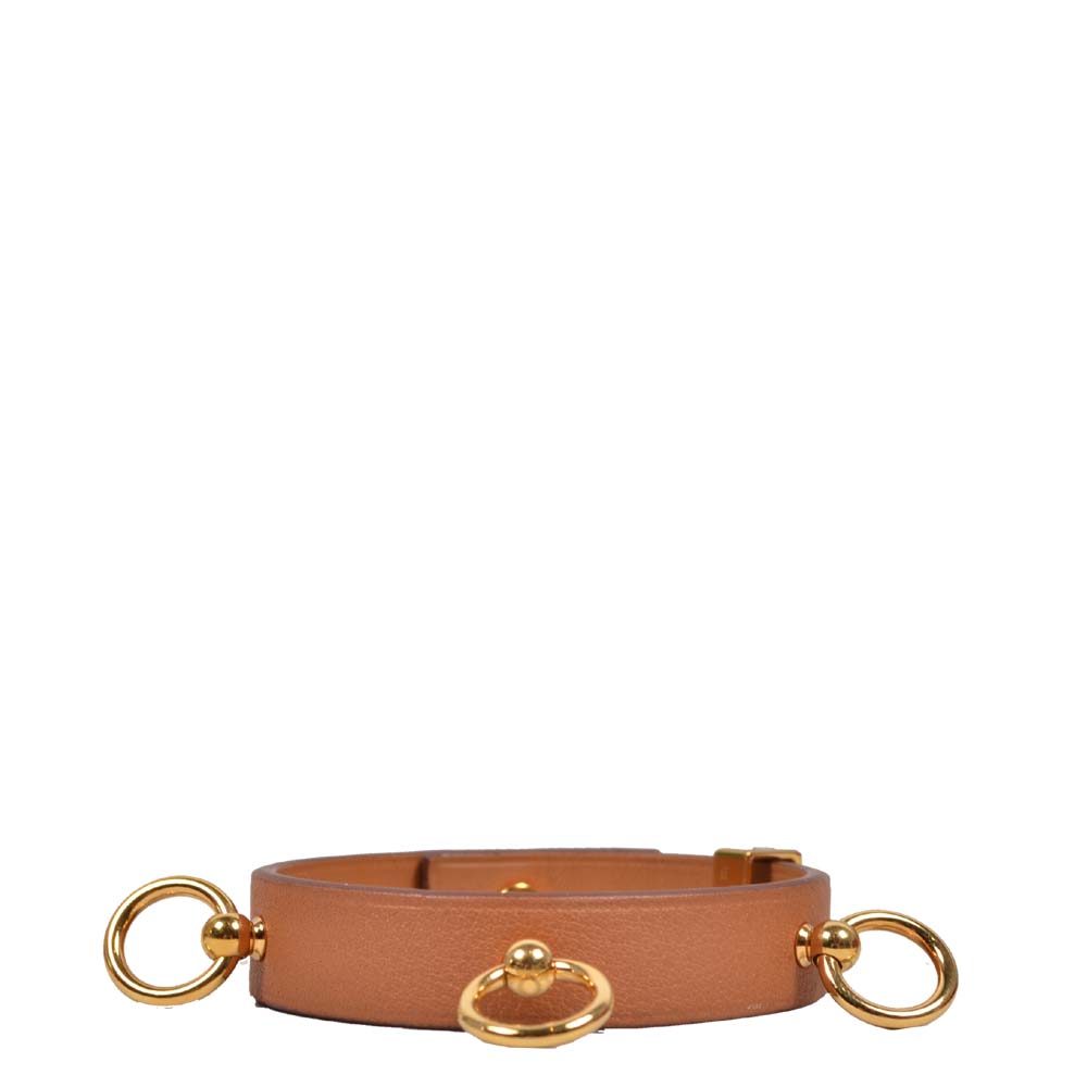 Hermes Bracelet Leather beige brown gold Kopie