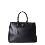 Prada shopper Gallaria Saffiano black gold leather ( ) 1