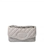 Chanel Tasche Vintage Leder Kreide grau Silber 2.500 ( )