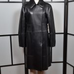 Alberta Ferretti Mantel Coat Leder leather black 42 (1)