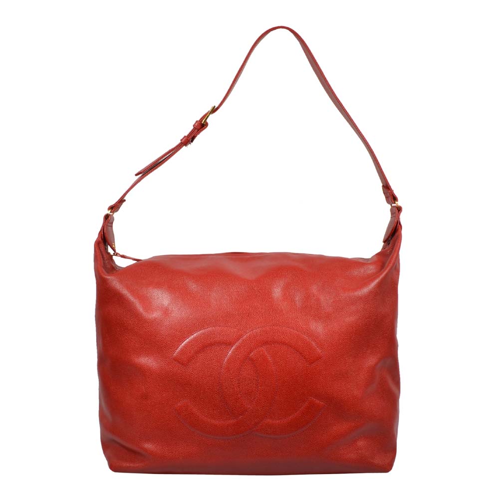 Chanel XXL Shopper Caviar Leder rot Vintage Bag red Leather