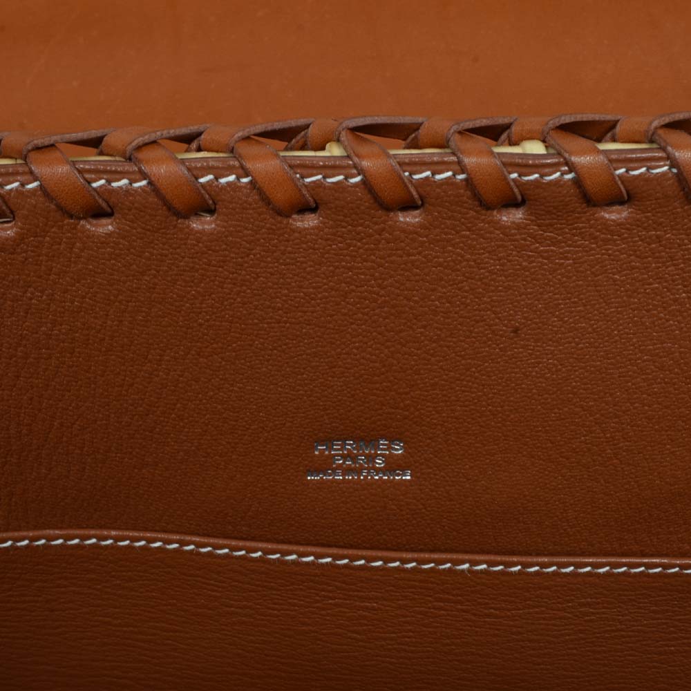 Hermes 35cm Natural Barenia Leather Brushed Palladium Plated Kelly