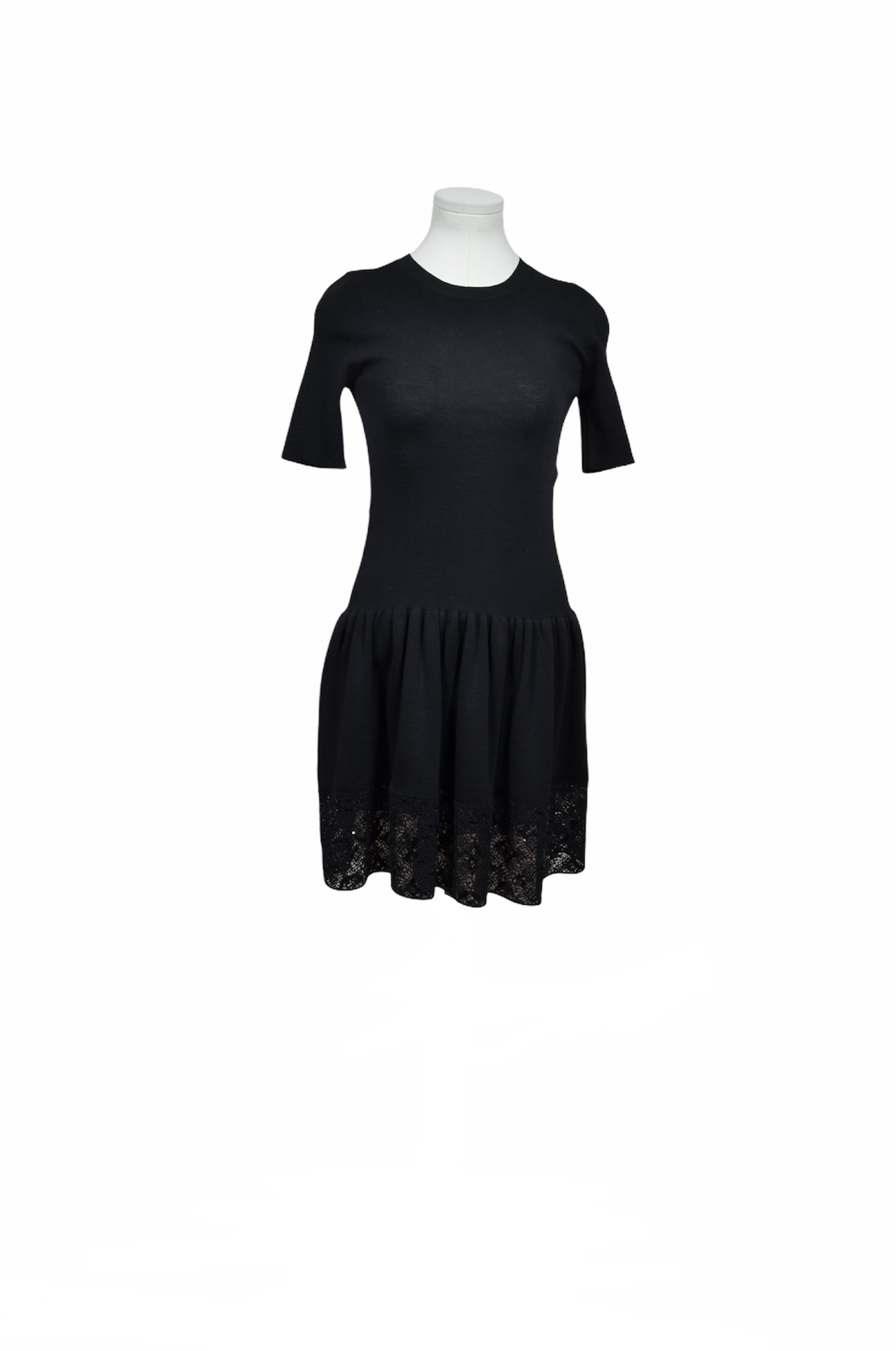 Louis Vuitton Kleid schwarz Gr. S Wolle Dress black Wool Pailletten