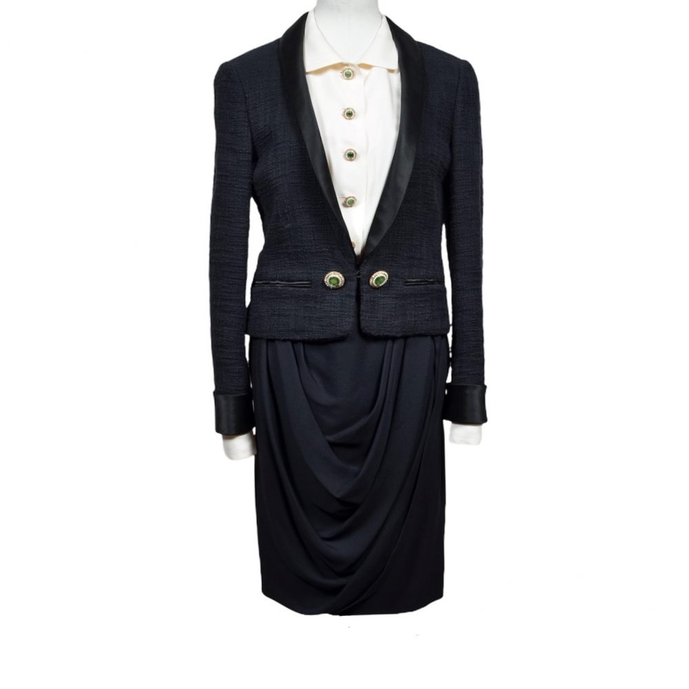 chanel jacket skirt blouse vintage 36