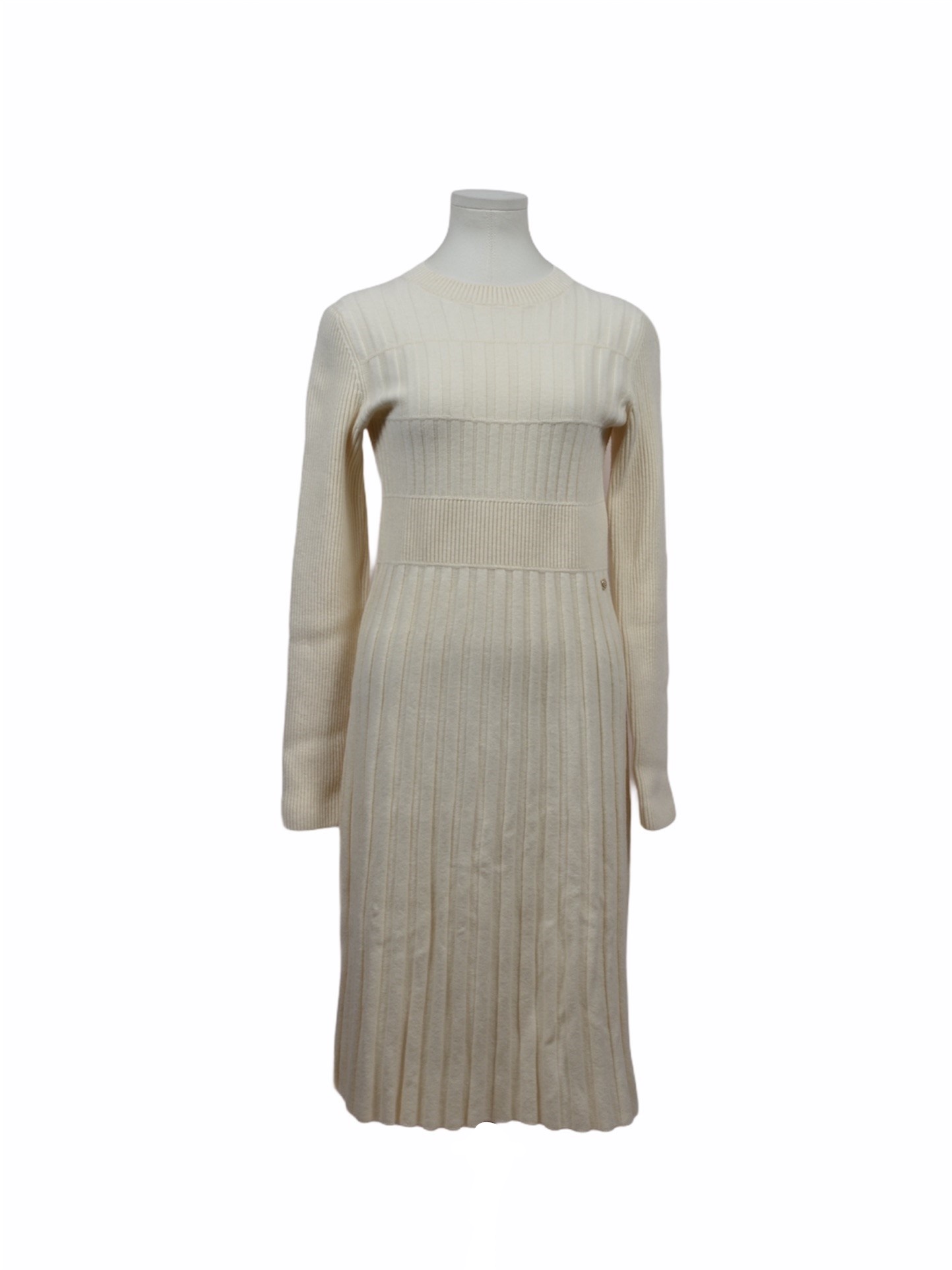 Chanel Strick Kleid Wolle offwhite 42 knit Dress wool