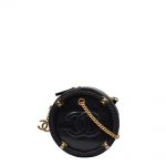 Chanel Crossbody Tasche Rund schwarz Gold mit Kordel 3.600 ( 17x17x8cm ) Ewa Lagan Secondhand Frankfurt