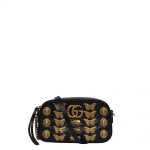 Gucci Tasche Mateless Leder schwarz mit Löwe & Schmetterling