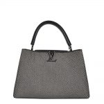 Louis Vuitton Tasche Capucine MM Canvas Leder schwarz weiß Muster Hardware silber