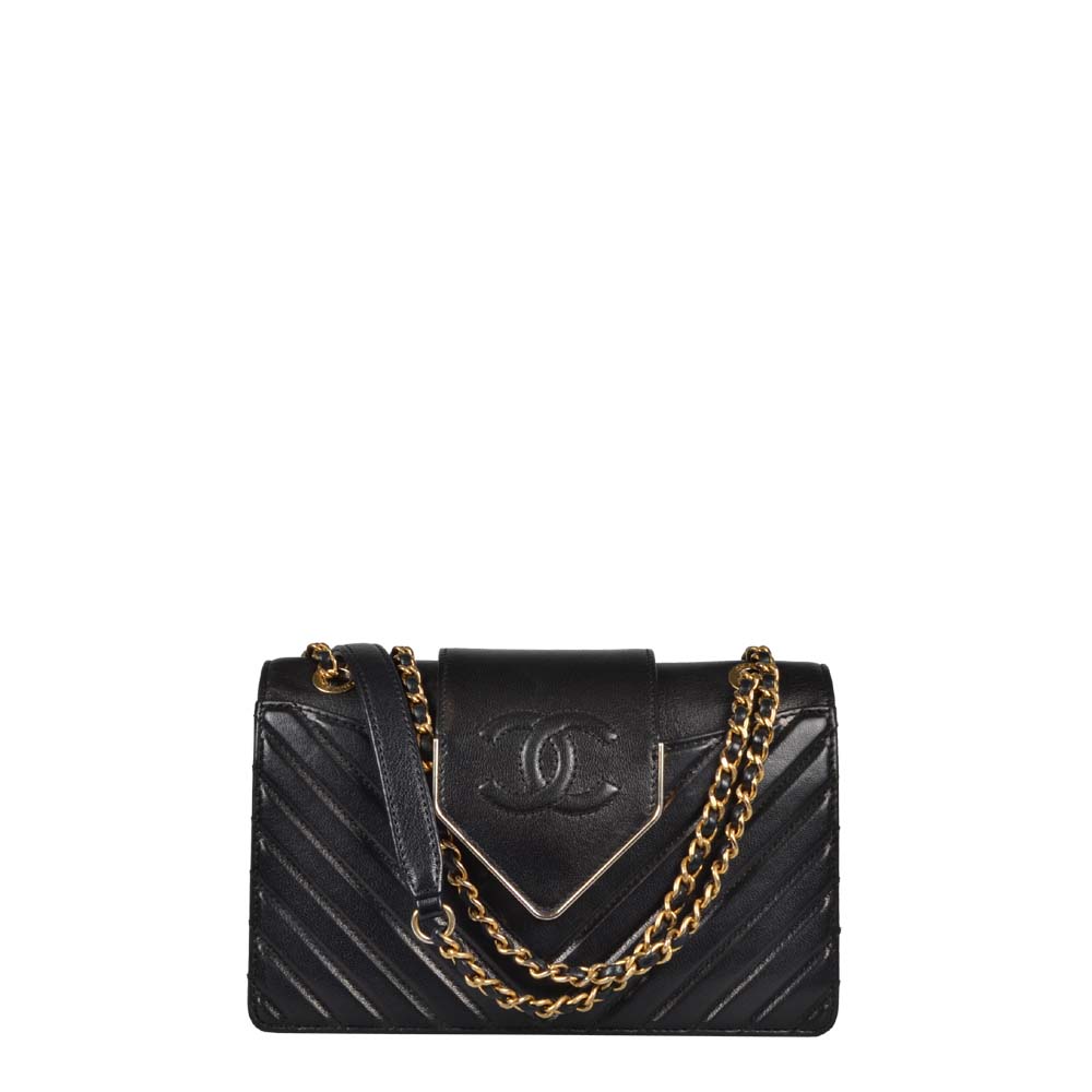 Chanel Tasche schwarz Gold quilted Tie Flap bag