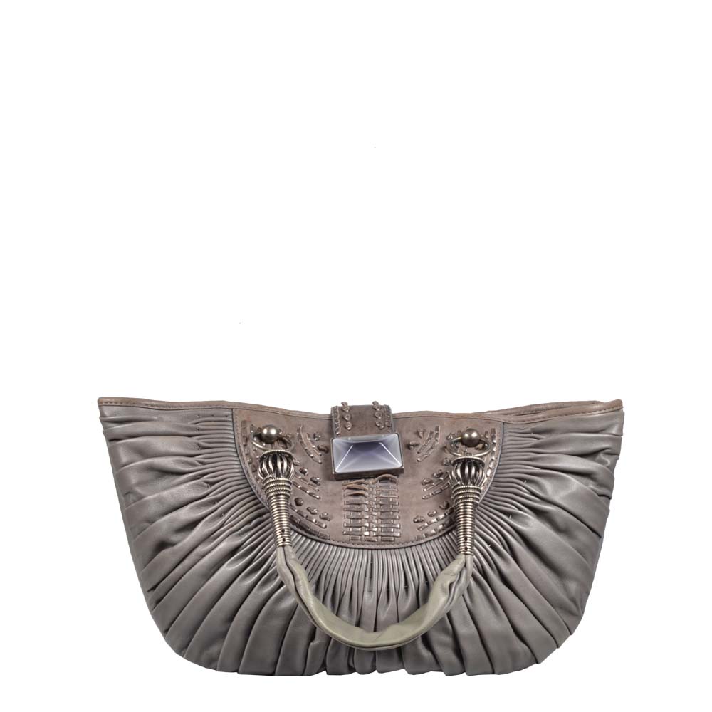 Dior Tasche Leder grau Plissee Pleated Basket Tote Bag grey