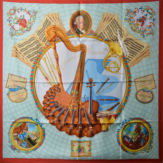 Hermes Carre Seidentuch Wolfgang Amadeus Mozart silk cloth