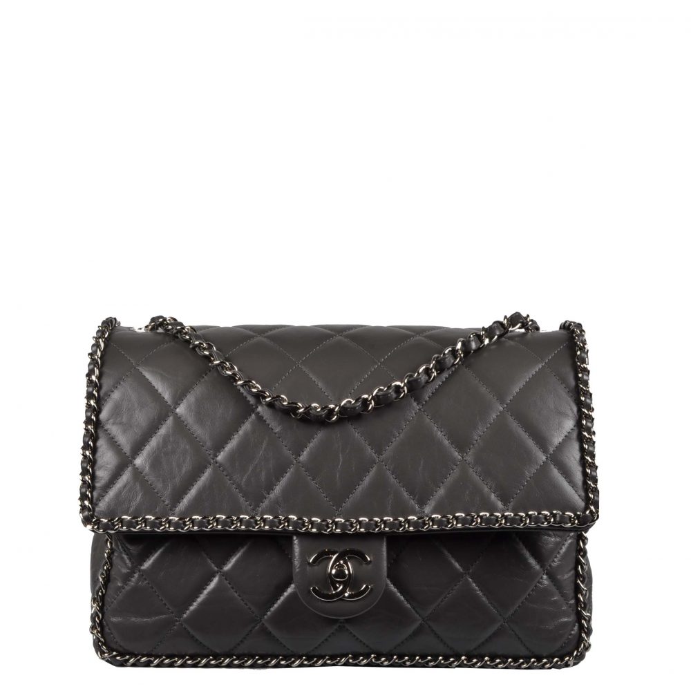 Chanel Tasche Classic Chain Around Flap Bag Leder grau