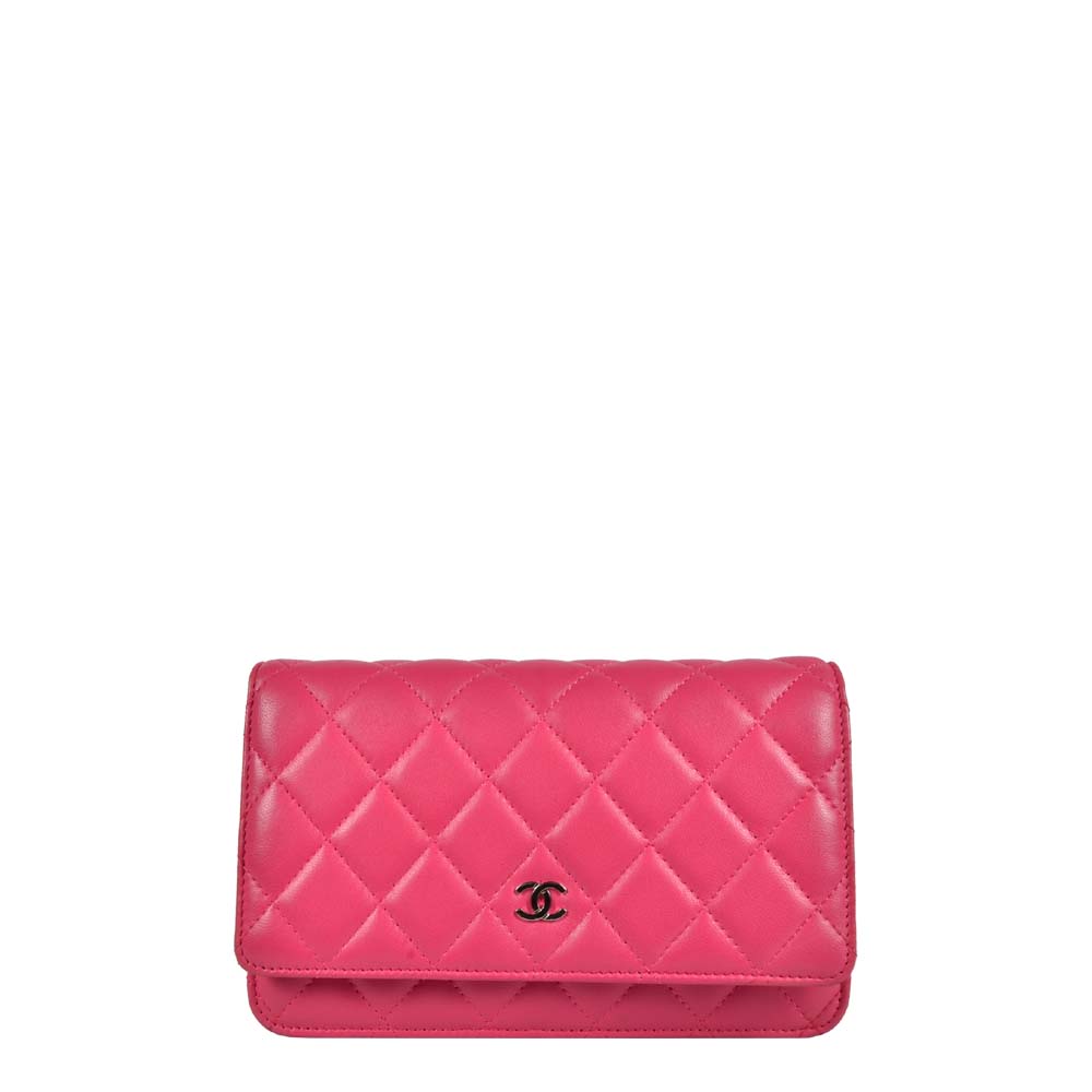 Chanel WOC Tasche Leder pink Silber bag