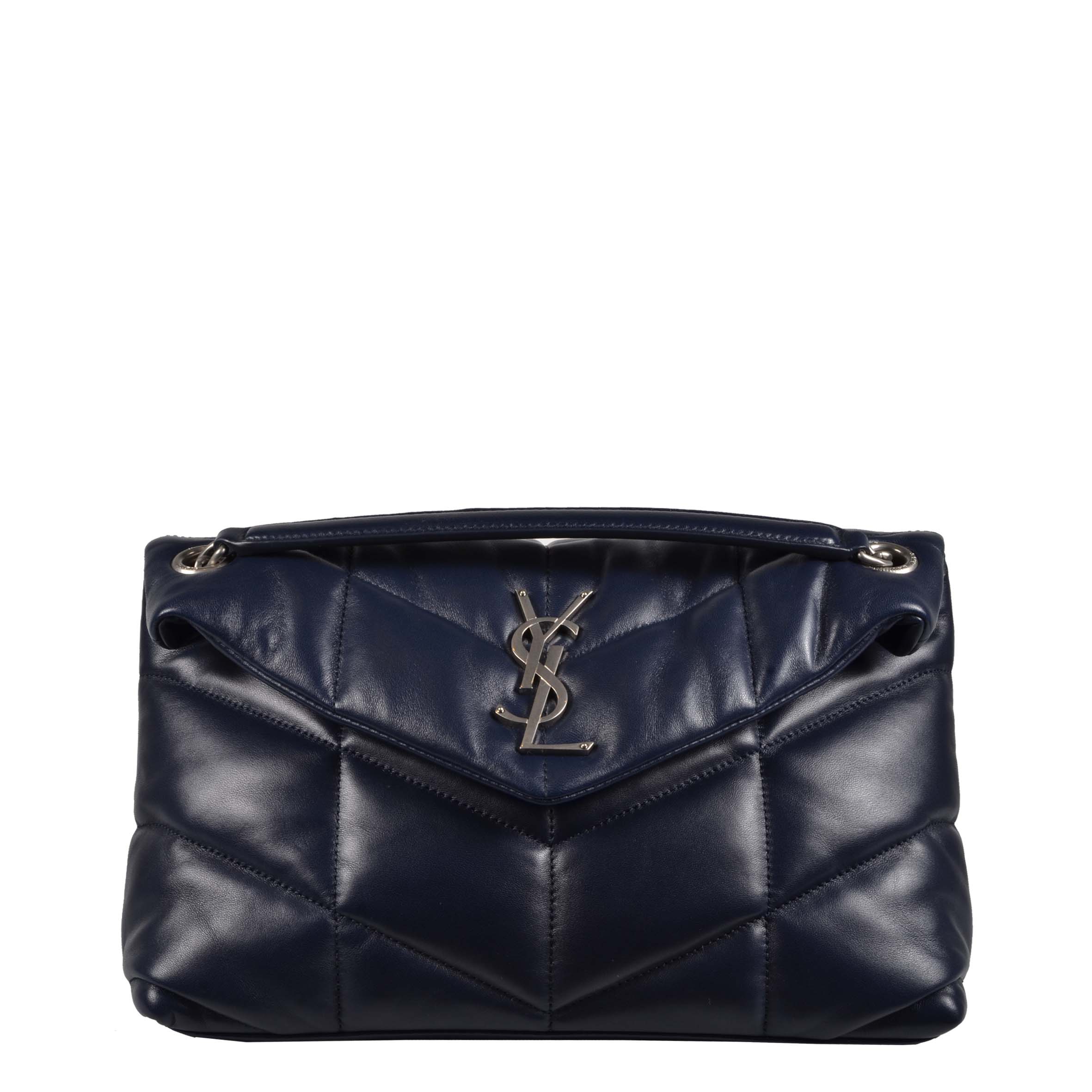 YSL Yves Saint Laurent Puffer Bag Leder blau Silber