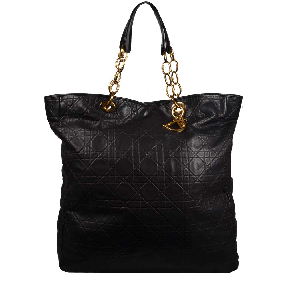 Christian Dior Shopper Soft Shopping Bag Leder schwarz, HW gold 1.200 (40x 40x 10cm) ewa lagan Secondhand Frankfurt