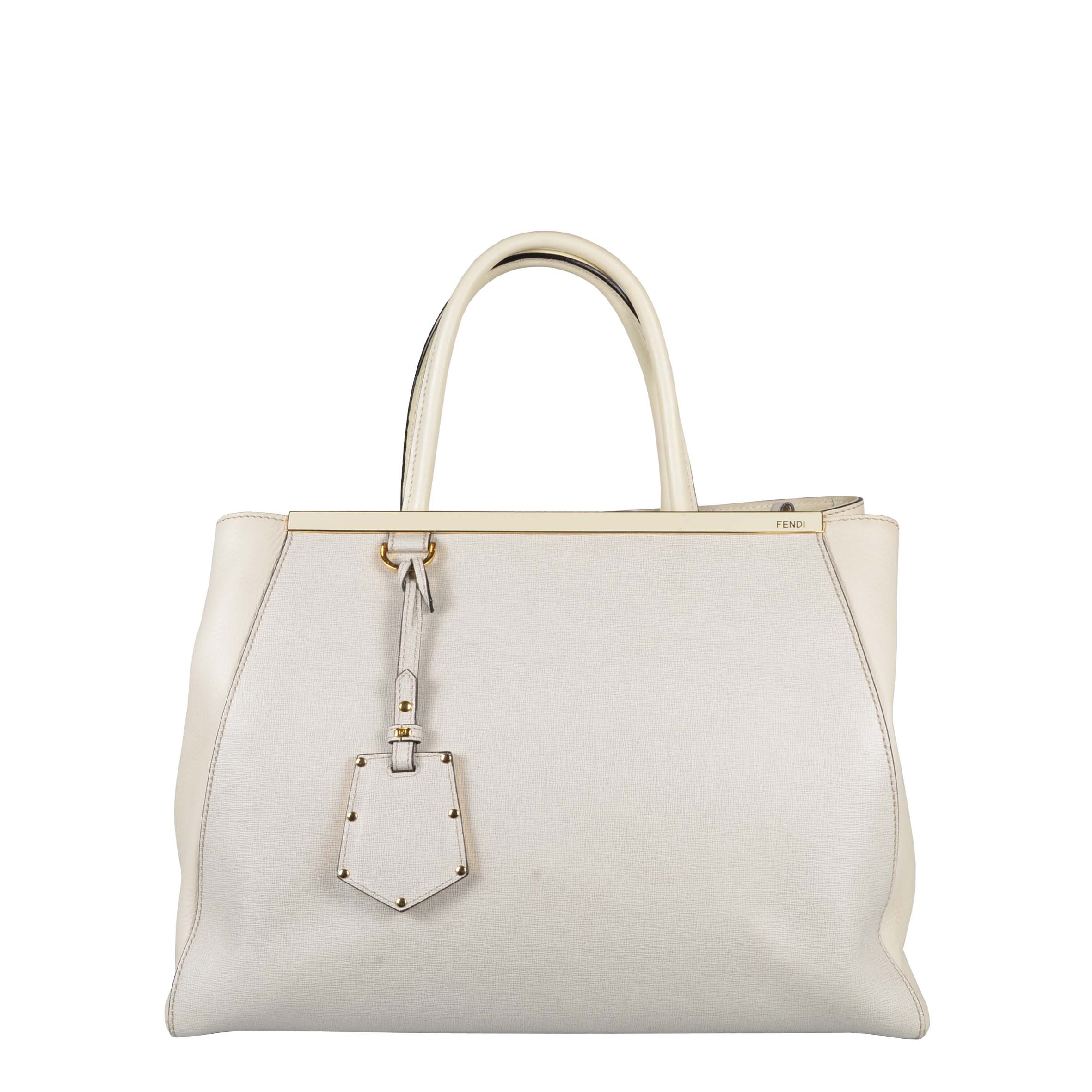 Fendi Tasche 2Jours Leather Handbag Perlweiß white