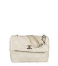 Chanel Tasche Rabat Classic CC creme weiss Silber Kette