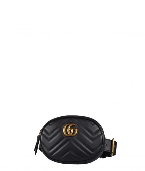 Gucci Marmont Gürteltasche Leder schwarz GG Logo bronze 600EUR 13x10x5 cm Kopie