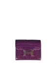 Hermes Wallet Constance Niloticus Kroko Leder Purple Hardware Palladium Portemonnaie