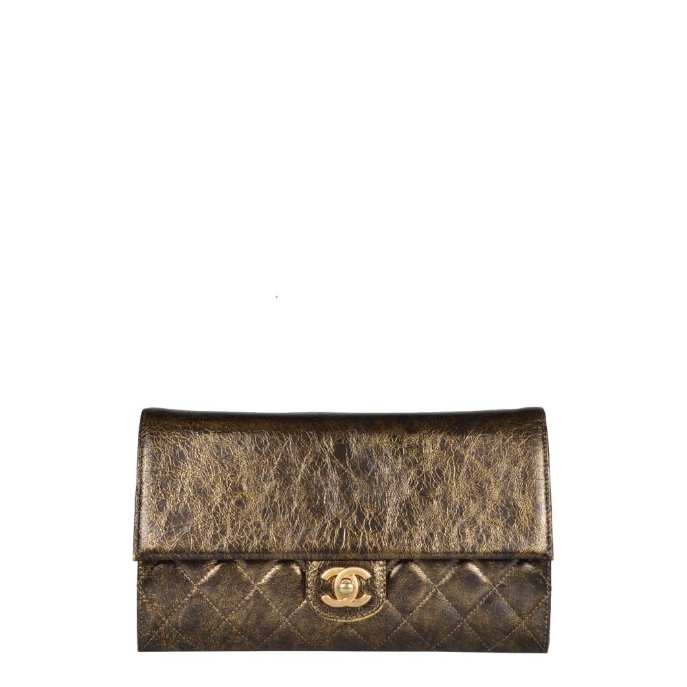 Chanel Tasche WOC gesteppt braun-grün-gold HW CC-Logo u Kette