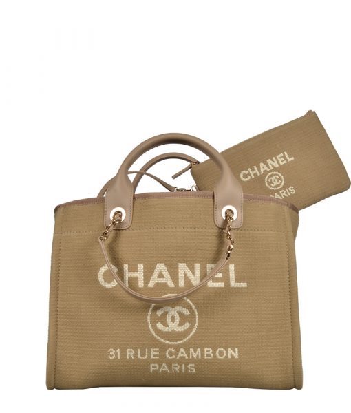 Chanel Tasche Deauville Tote Medium beige Canvas Leder 4.800 (34x26x16cm) ewa lagan secondhand frankfurt Kopie