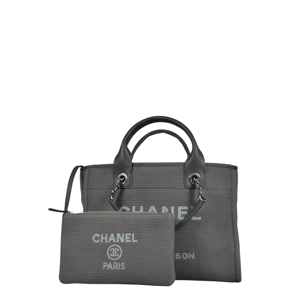 Chanel Tasche Deauville grey bag with silver hardware