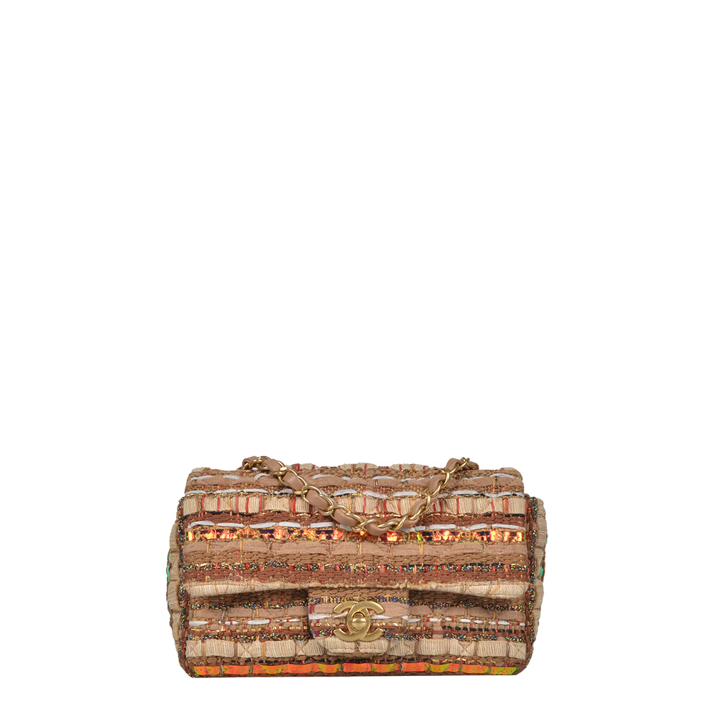 Chanel Timeless Tweed Bunt mit Holographic Gold Hardware