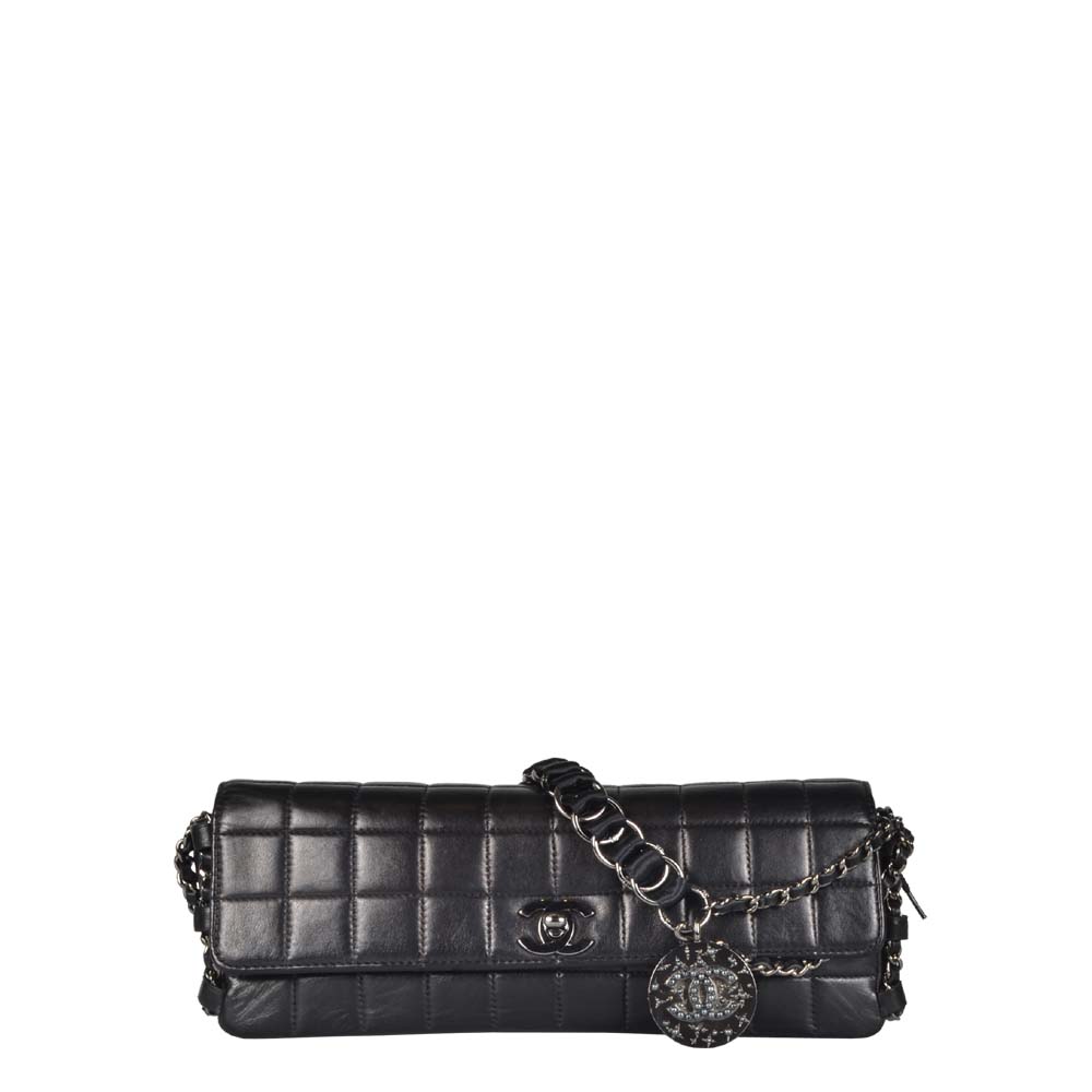 Chanel Limited Edition Black Quilted CC Charm East West Cube Flap