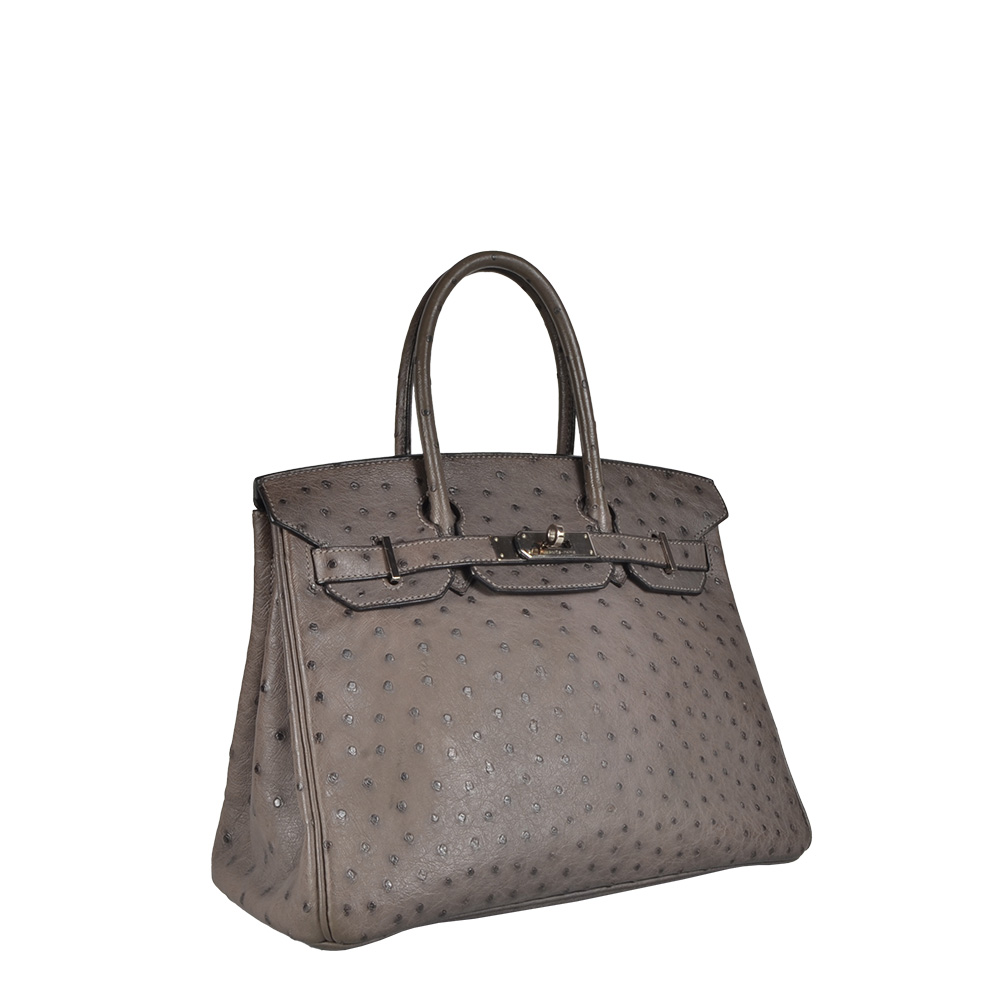 Hermes 35cm Cognac Ostrich Birkin Bag with Palladium Hardware