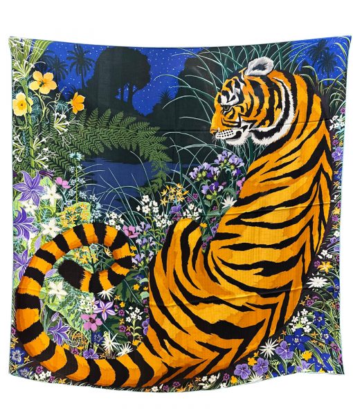 Hermes Schal 140 x 140 Tyger Tyger burning bright in the forest of the night Cashmere Seide